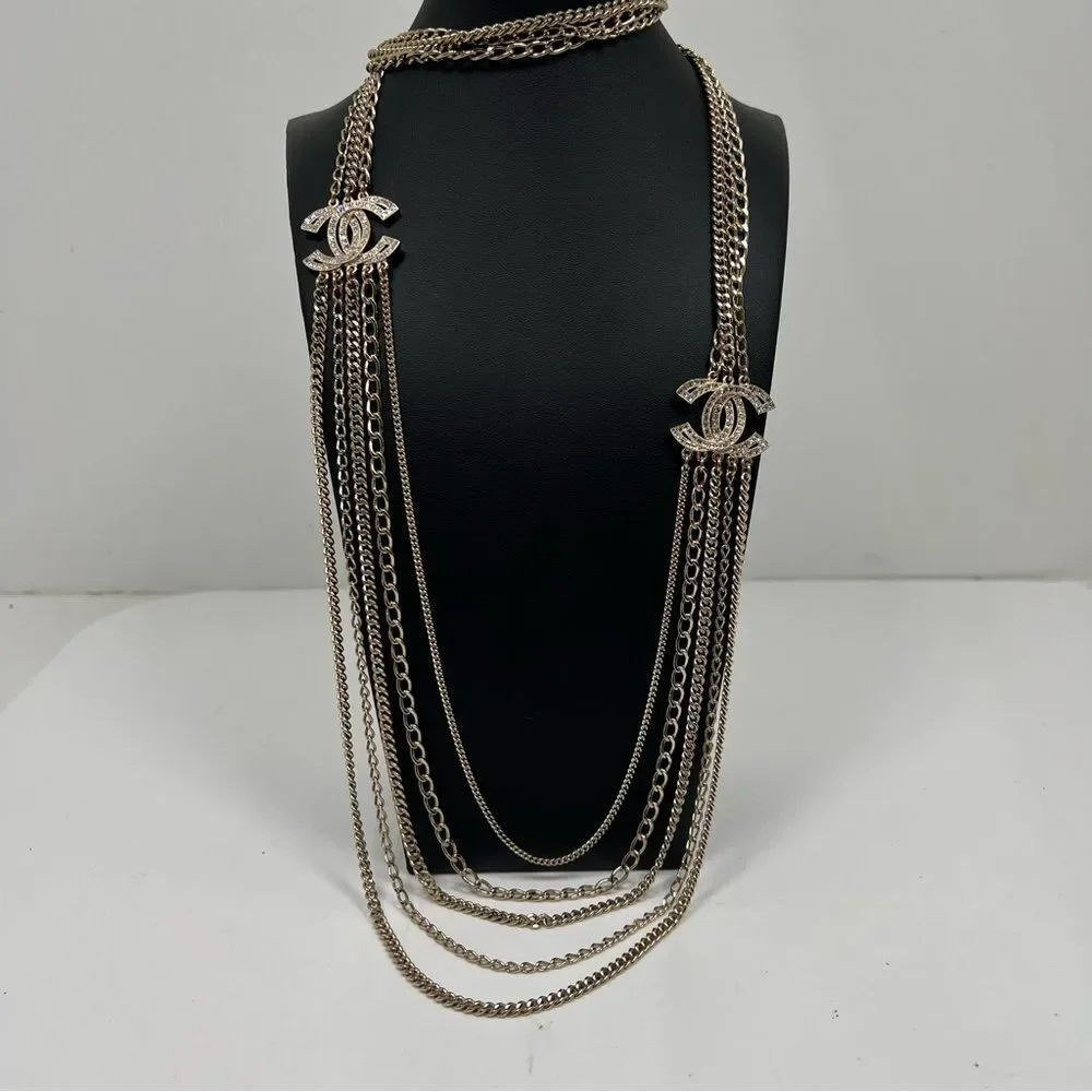 Chanel Strass CC Multistrand Necklace